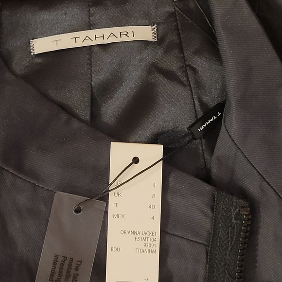 NWT T Tahari Orianna jacket, Size US 4,  Titanium Grey - Picture 5 of 8
